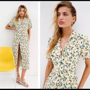 Urban Outfitters midi floral button down collared dress